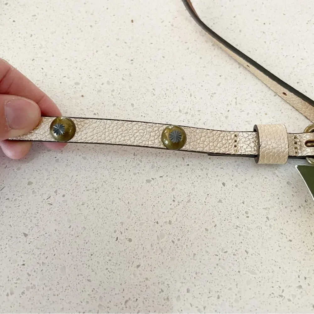 Eddie Bauer Women XL‎ White thin Brass Studded Belt